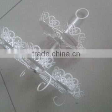 Powder Coated Metal Wire White 2-tier Round Shape Wire Cupcake Stand-cake Tools-hold 12 Cups of Cake photo-2