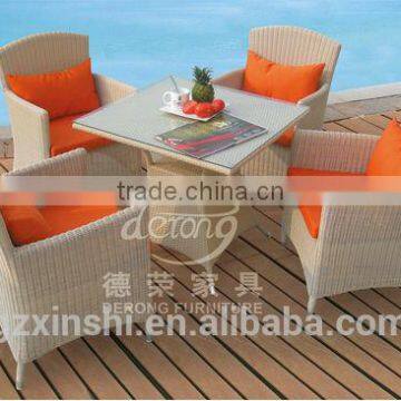 1+4 aluminium frame square table PE Rattan furniture