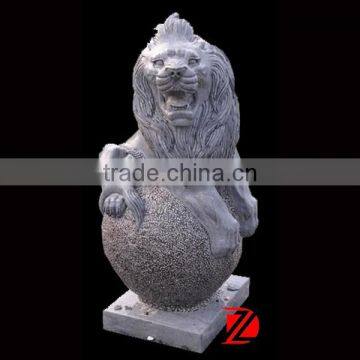 antique marble lions with ball