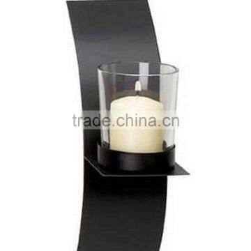 Modern Art Candle Holder Black Metal Wall Sconce Candle Holder photo-2