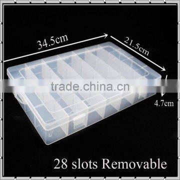 35x22cm PP 28 slots Rectangular Clear Plastic Adjustable grids Jewelry Storage Box