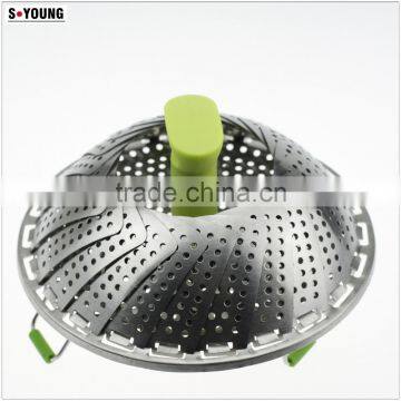42002 Stainless Steel Foldable Vegetable Steamer Colander Filter photo-2
