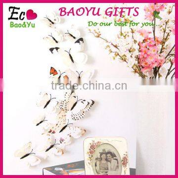 New Product Double-deck 3D Butterfly Wall Sticker PVC Double Layer Butterflies Decor Wall Sticker