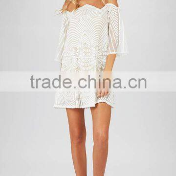 mesh fabric embroidery summer dress latest design beach dresses