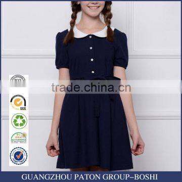 2017 New Summer School Children High Waisted Skirt Student Girl Doll Collar Dress Custom