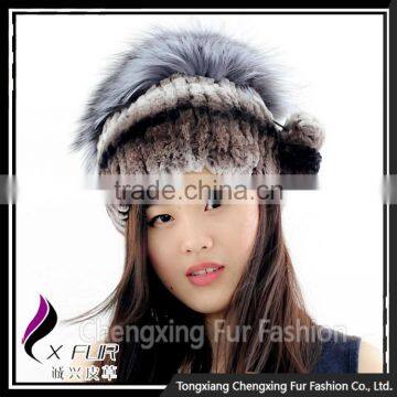 CX-C-244A Ladies Fashion Factory Direct Sale Knitted Rex Rabbit Fur Hat