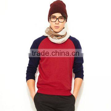 Blank sweater without hood contrast color men pullover sweater