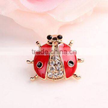 Red enamel crystal ladybird design brooch high quality women ladybird brooch for Valentine's Gift 2017