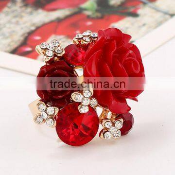 Zm53233a Christmas Hand Decoration Women Ring Jewelry Ladies Finger Rings With Rose Red