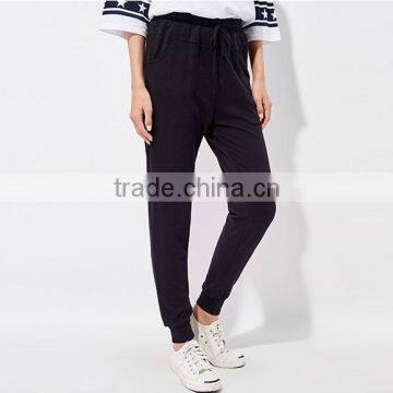 Female Hemp Grey Leisure Knitting Feet Pants photo-3