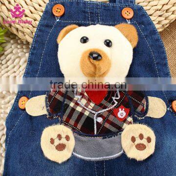Lovely Carton Bear Kids Fashion Baby Pants Children Denim Short Overalls Kids Strap Jeans Pants photo-2