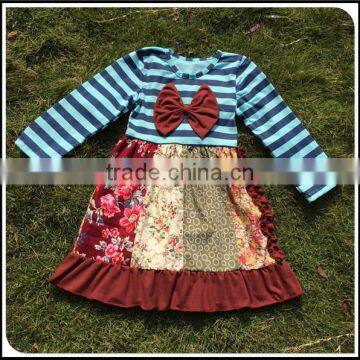 Baby Girl Stripe Giggle Moon Remake Boutique Outfits Children Spring Easter Floral Cotton Dress Pants Ruffles Clothing Set photo-2