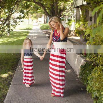 New Striped Floral Mother and Daughter Short Dresses Cute Family photo-2