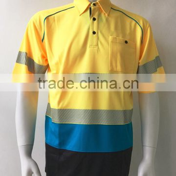 China factory contrast color short sleeve birdeye polyester AS/NZS security polo shirt