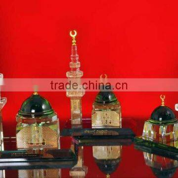 High Quality 24k Gold Plated Crystal Al Masjid Model For Islamic Crafts