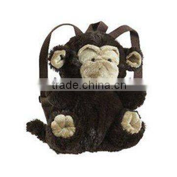 plush monkey backpack for kids/plush animal toy backpack