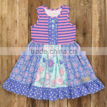 boutique kids cotton dress ruffle stripes baby girls wholesale toddler dress childrens