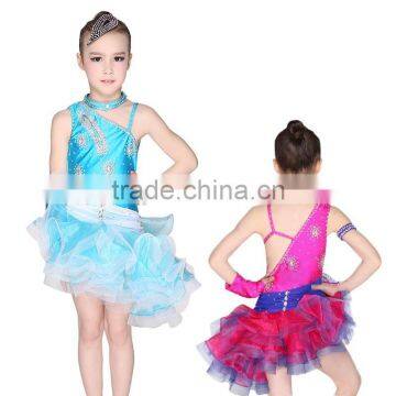 Girls Kids Latin Dance Costumes Red Stage Dance Wear For Child photo-2