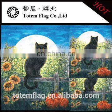 Halloween Harvest Moon Black Cat Fall Garden Flag