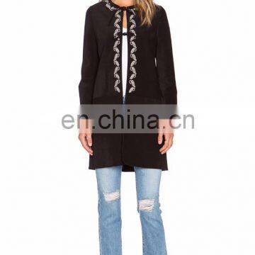 Embroidered Detail Along the Neckline Turkish Women Coat photo-3