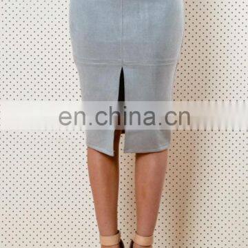 custom Suede Pencil Midi Skirt manufacture,wholesale fashion women Suede Pencil Skirt