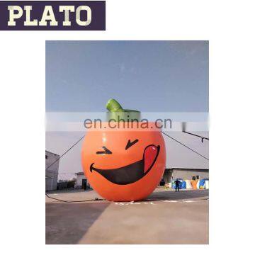 gian inflatable printing smiling face orange balloon for promotion