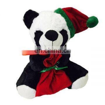 25cm Christmas plush and stuffed toys soft panda with X'mas hat and bag