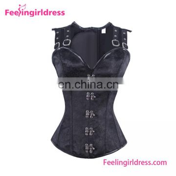 Hot Gothic Black Jacquard 12 Steel Boned Sexy Steampunk Corset