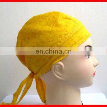 Cute girls' customized yellow cotton pirate hat print bandana cap promotional scarf hat for children and adults