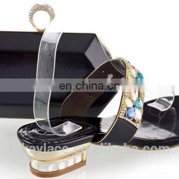 Black color comfort italian women platform shoes and bags sets