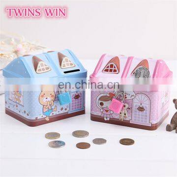China Factory Supply Gift for Kids Piggy Bank Money Boxes House Shape Top Quality Alloy Metal Piggy Bank With Lock photo-2