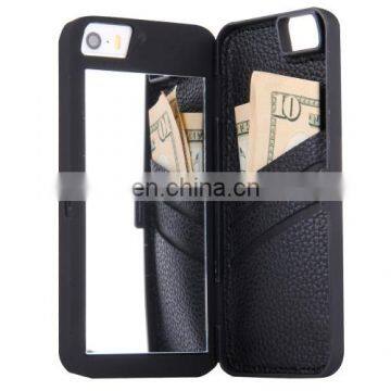 Wholesale high quality phone case, Drop Shipping Creative Leather Case with mirror