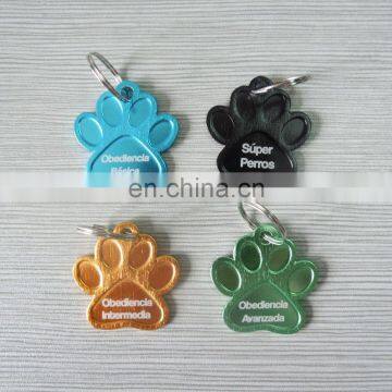 custom paw shaped colorful dog tag/aluminium anodized pet tag