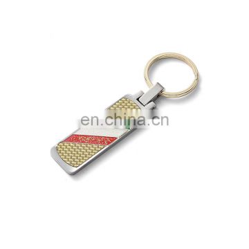 Custom 2018 zinc alloy carbon fiber glitter AP metal keychain