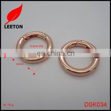 30mm Shiny Rose Gold Zinc Alloy Round Carabiner Hook for Leather Bag