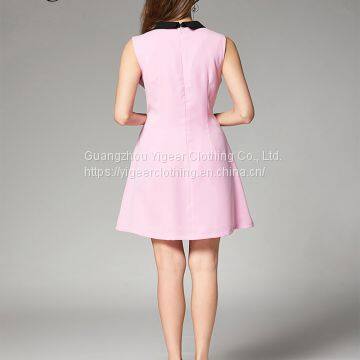 Sleeveless Pure Color Elegant A-line Ladies' Dress