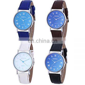 Hot sale cheap mens watch geneva watch leather watch strap