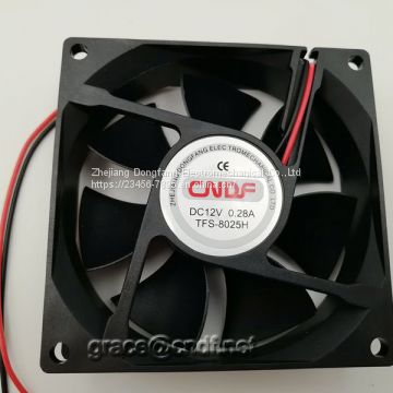 CNDF main production axial cooling fan factory provide free sample test 80x80x25mm with CE and 2 years warranty