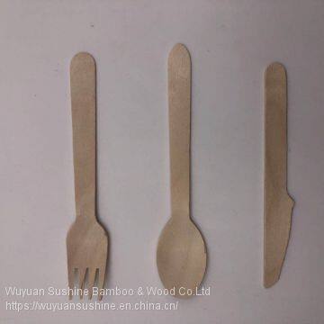 3 Pieces Wooden Cutlery,Contains Fork,Spoon and Knife,Made of Birch photo-4