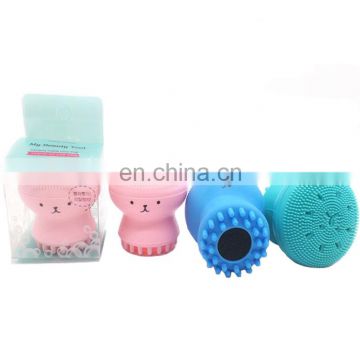 Eco-friendly silicone double-sided wash brush with small octopus shape for facial horny and massage