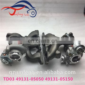 TD03 Bi Turbo 49131-05150 49131-05050 Twin Turbocharger for Volvo S80 XC90 N3P28FT Engine