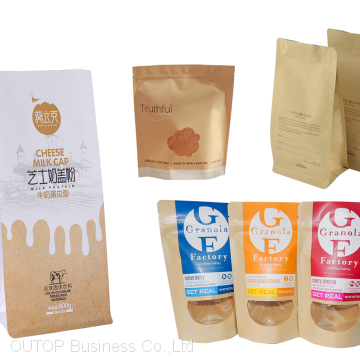 OUTOP Packaging Free Samples Standing up Pouches Brown Kraft Paper Bag With Window photo-5