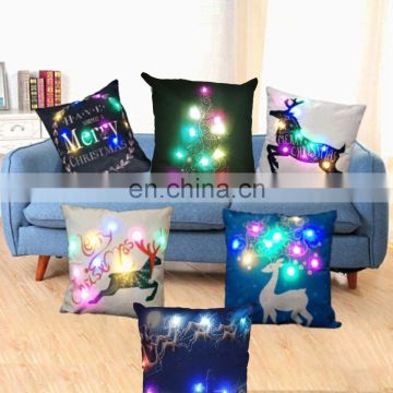 Led Pillow Case Christmas Decoration For Home Cotton Linen Cushion Cover Pillow Cases/