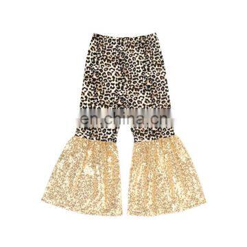 Girl Leopard Sequin Flare Pants Children Pant Kids Bell Bottom Pants