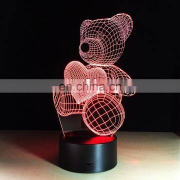 Bear 3d Optical Illusion Acrylic Night Light With Energy-saving