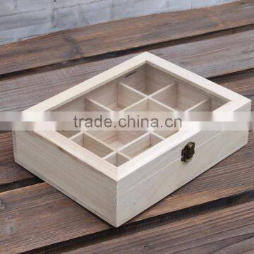 Plastic window Solid wood divider box for tea bag