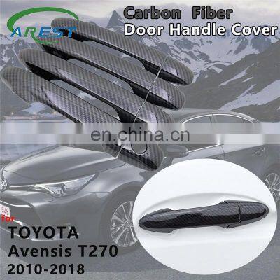 Black Carbon Fiber Door Handle Cover Catch Trim Accessories for Toyota Avensis T270 2010 2011 2012 2013 2014 2015 2016 2017 2018