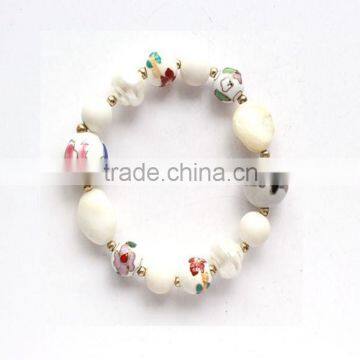 Fashion styles pearl jewelry elastic cloisonne bracelets latest design