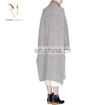 Long Turtleneck Cashmere Poncho Pattern Coat for Women Winter photo-3