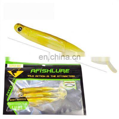 Amazon 3pcs/lot 5g 105mm T Tail Soft Fish Swim Baits Plastic Artificial PVC Soft Lures Fish 3D Rainbow Hollow Fish Bait